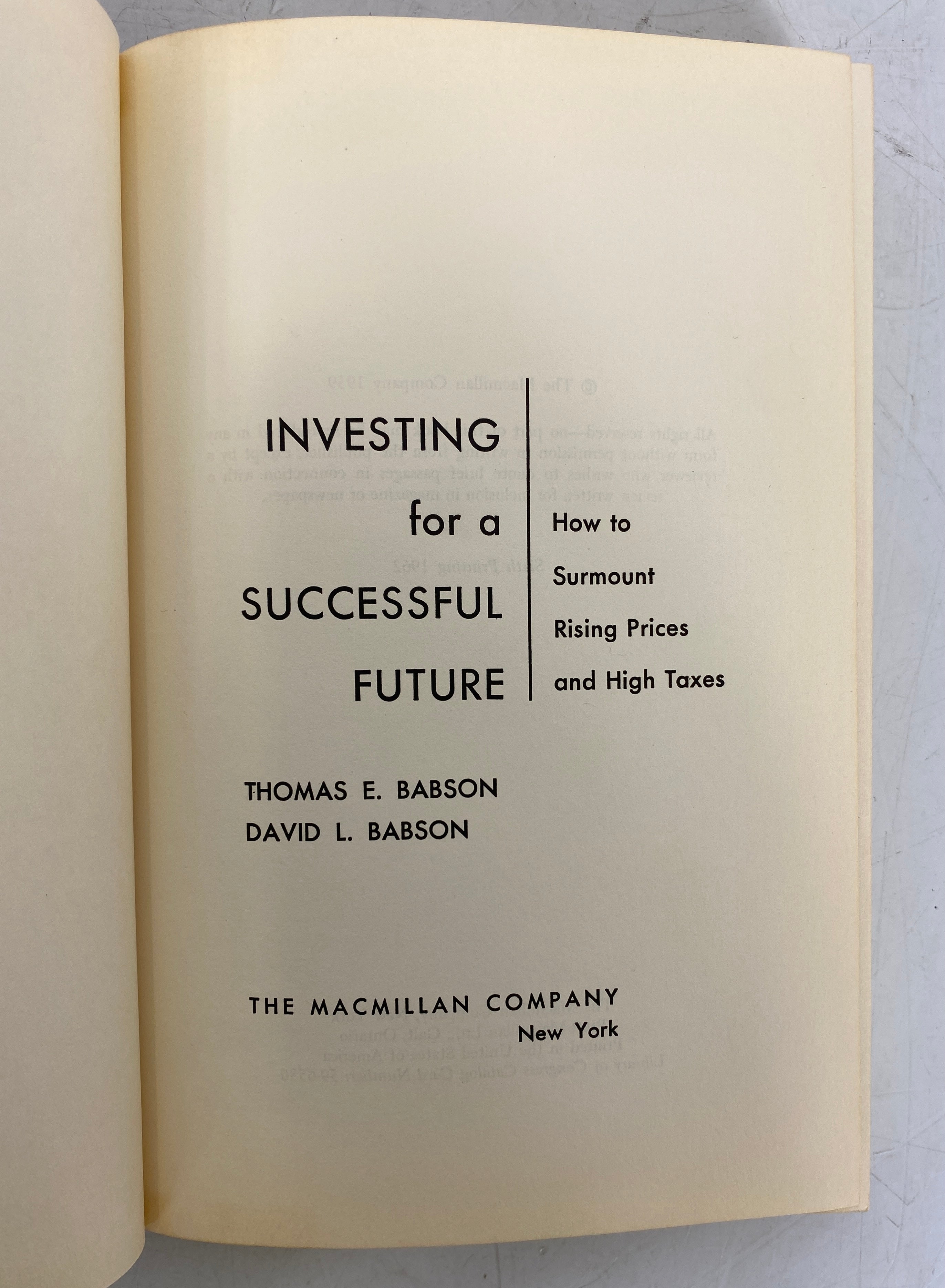 Hot Deal: 'Investing for a Successful Future' 6th Print Hardcover by Babson in 1962
