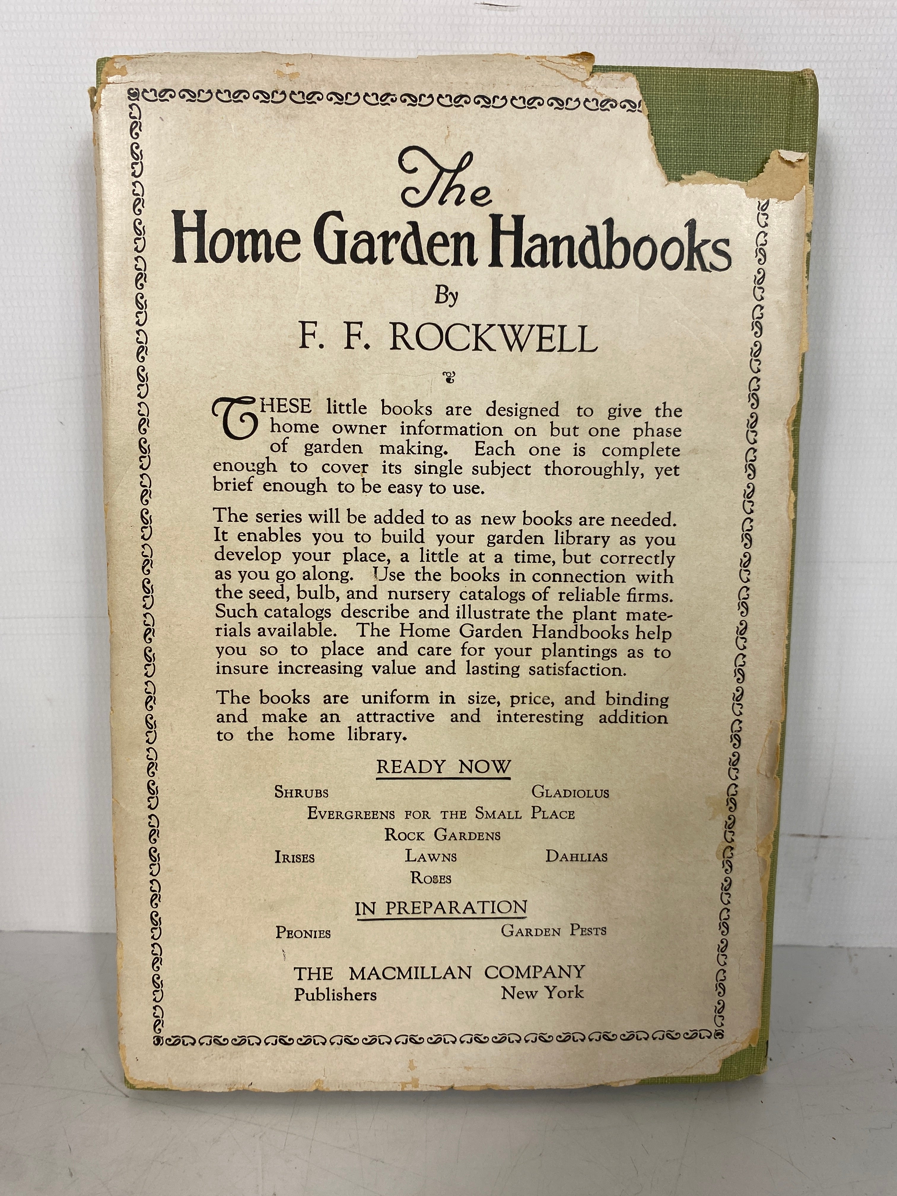 1929 F.F. Rockwell's Home Garden Handbooks: Lawns Hardcover with Dust Jacket