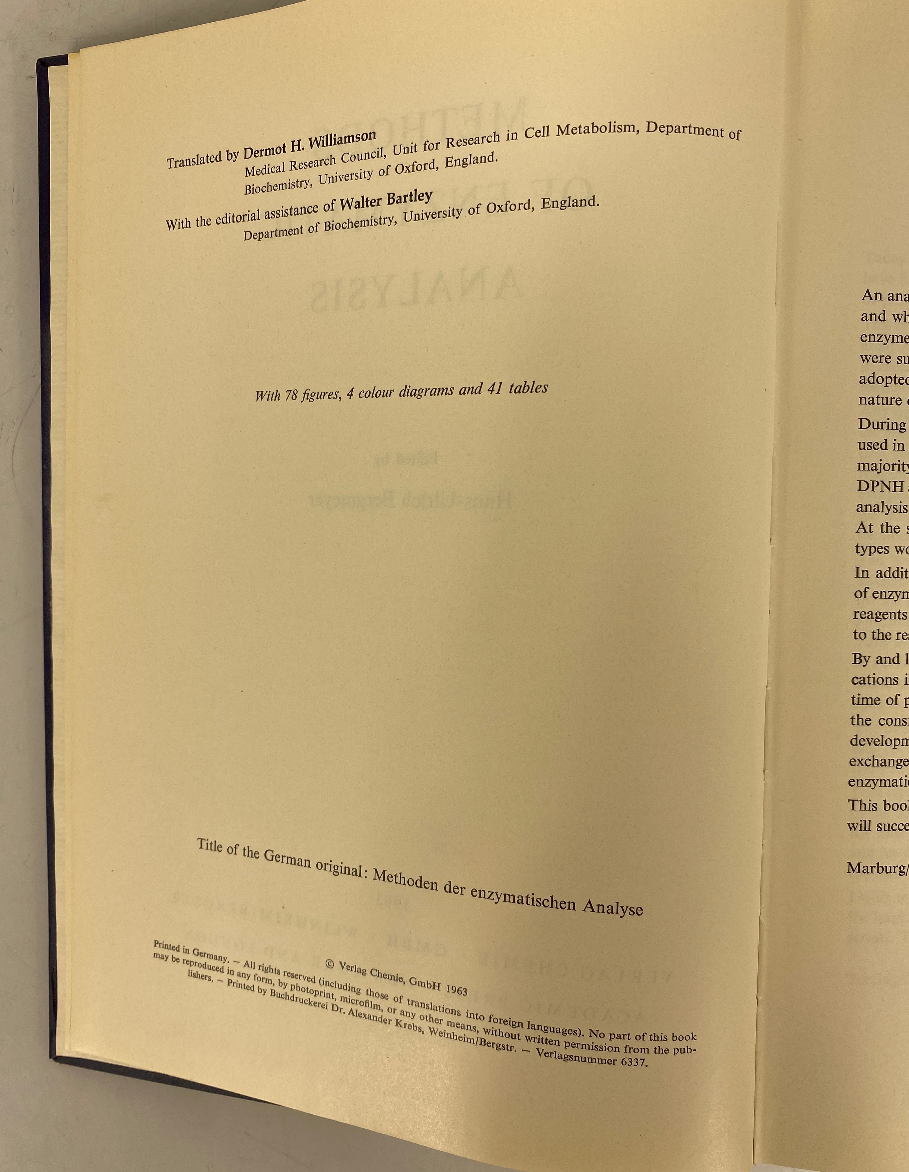 1963 Vintage: Methods of Enzymatic Analysis by Hans - Ulrich Bergmeyer