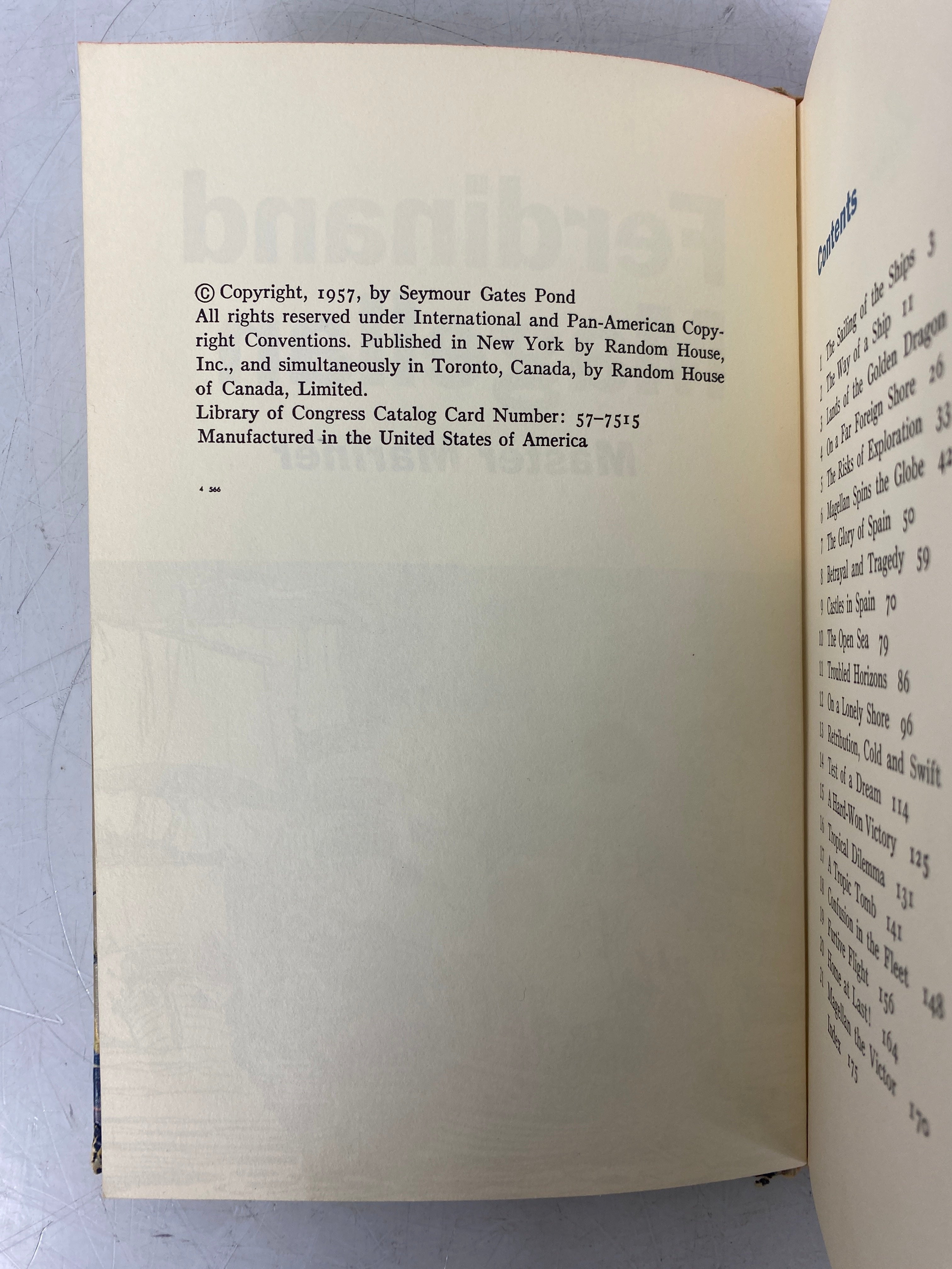 1957 Vintage Hardcover: Ferdinand Magellan - Master Mariner by Seymour Gates Pond