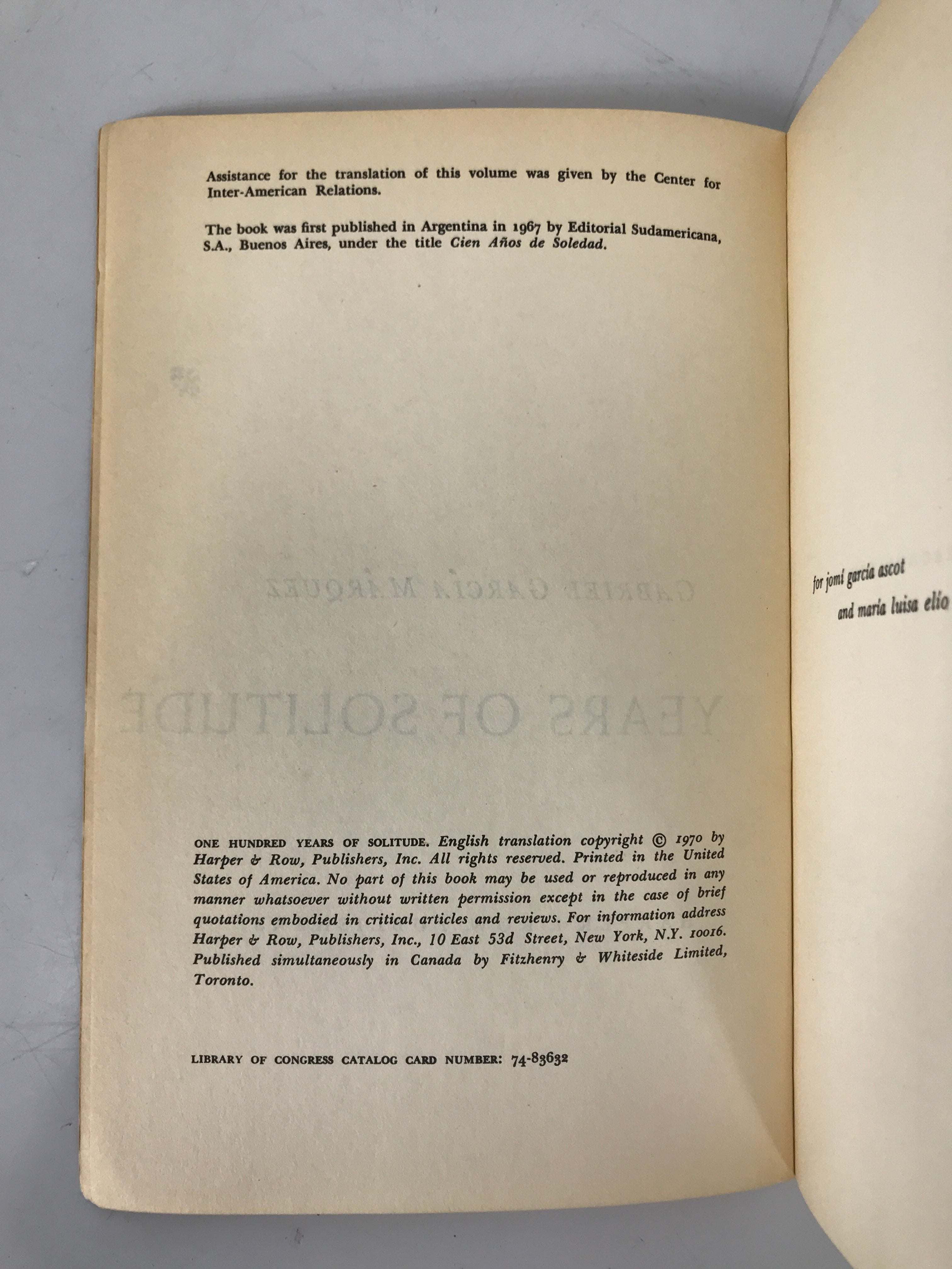 1970 Vintage Gabriel Garcia Marquez's Classic 'One Hundred Years of Solitude' - A Must - Have Book